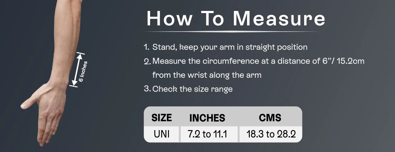 How to measure for the Tynor R.O.M. Elbow Brace: steps and size table