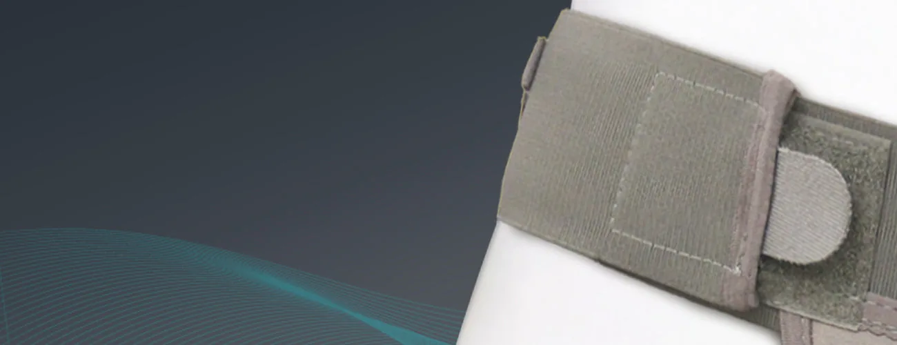 Tynor Scrotal Support close-up: hook-loop front closure
