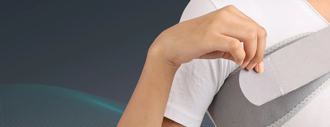 Tynor Shoulder Support (Neoprene) close-up: oblique chest strap