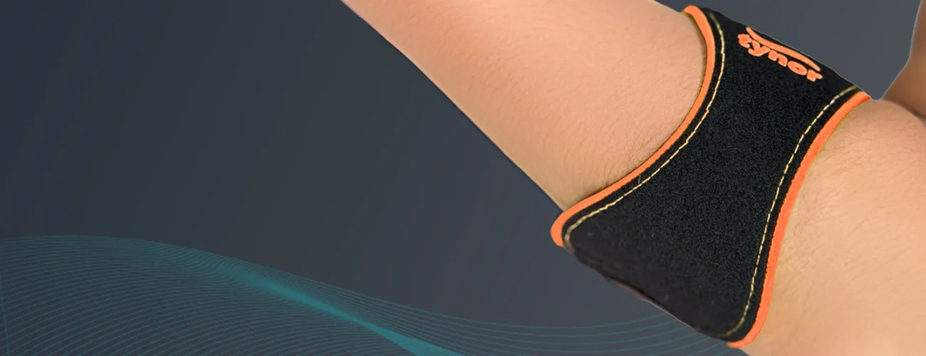 Tynor Tennis/Golfer's Elbow Support Pro close-up: band around the forearm