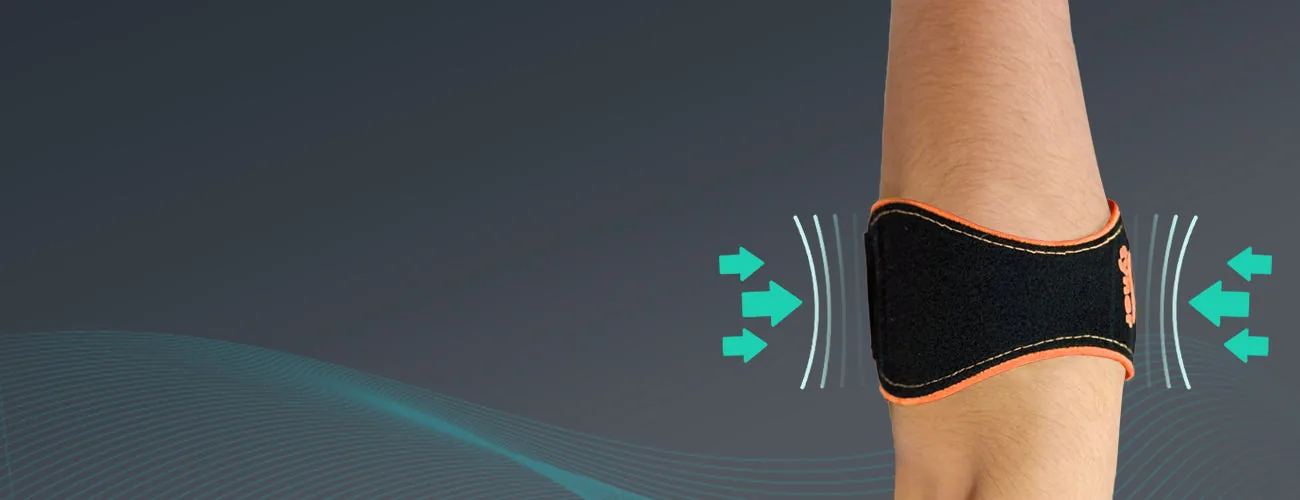 Tynor Tennis/Golfer's Elbow Support Pro close-up: firm forearm hold