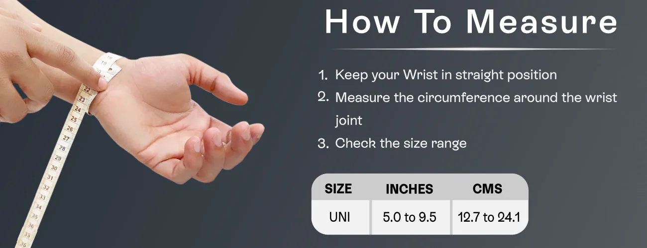 How to measure for the Tynor Thumb Spica Splint: steps and size table