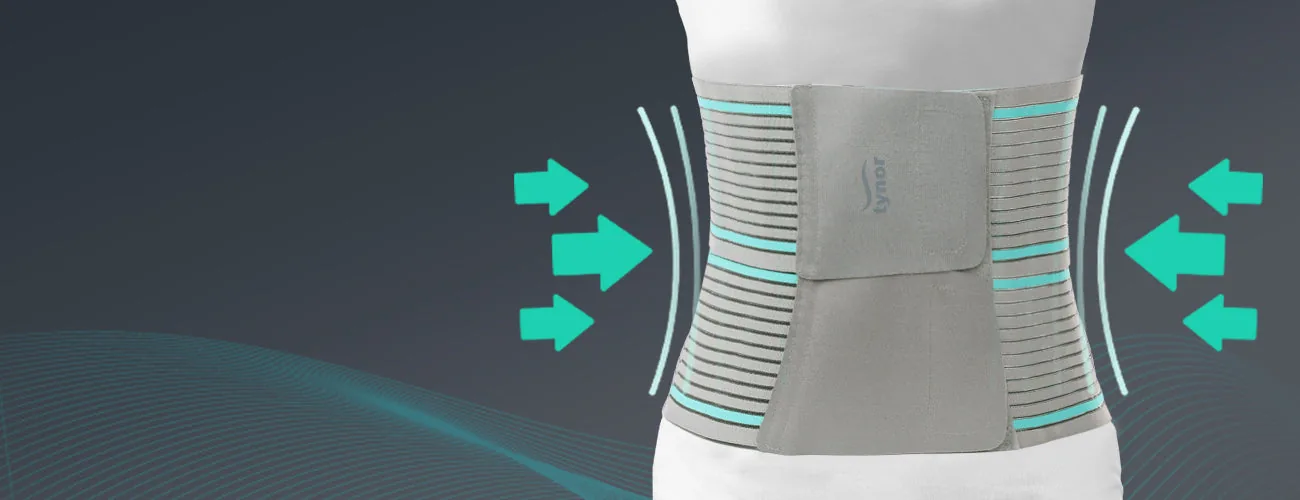 Tynor Tummy Trimmer Abdominal Belt close-up: even compression all round
