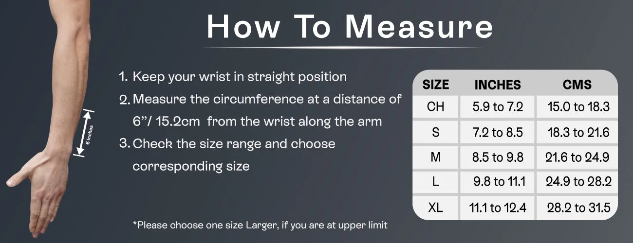 How to measure for the Tynor Wrist & Forearm Splint: steps and size table