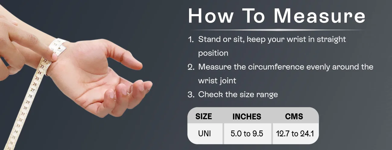 How to measure for the Tynor Wrist Brace With Thumb: steps and size table