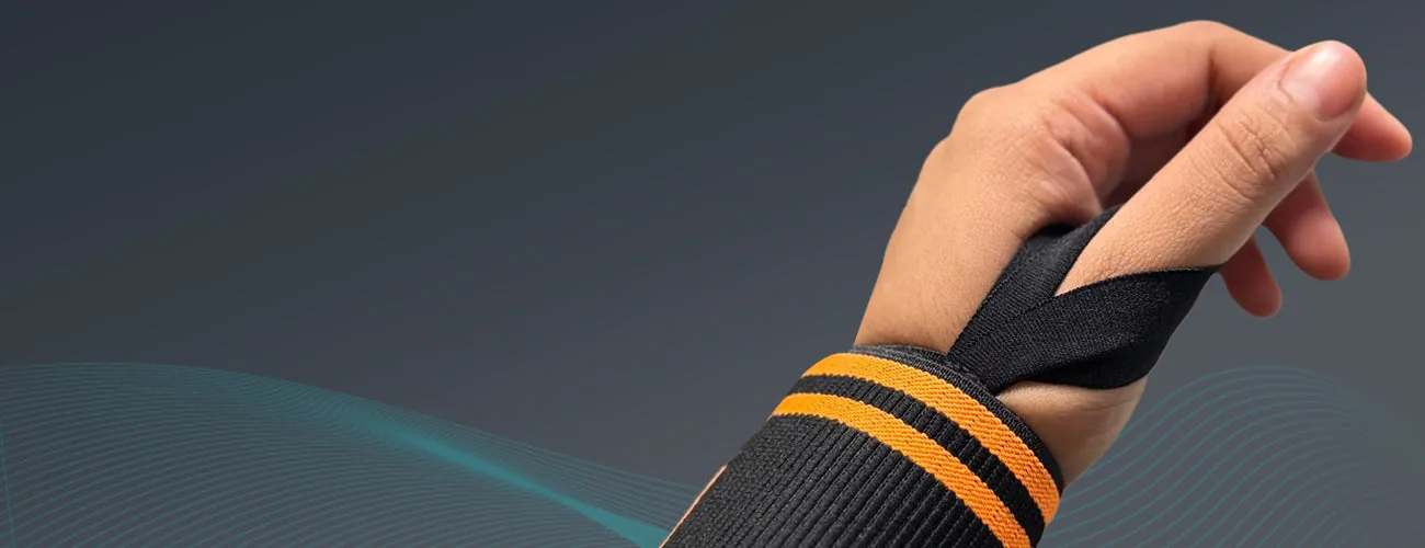 Tynor Wrist Wrap With Thumb Loop close-up: loop around the thumb